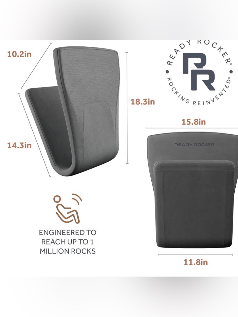 New Ready Rocker Portable Rocking Chair Cushion - Ergonomic Back Support - Picture 3 of 9